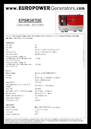 Stromerzeuger, Diesel Europower EPSR34TDE (MA)