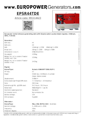 Stromerzeuger, Diesel Europower EPSR44TDE (MA)