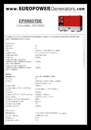 Stromerzeuger, Diesel Europower EPSR60TDE (LS)