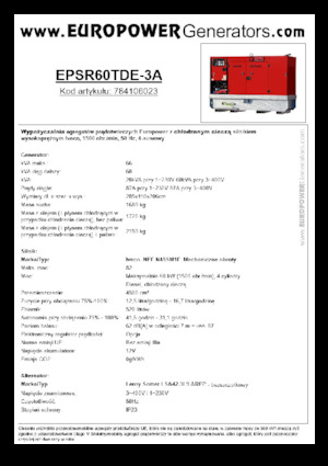 Stromerzeuger, Diesel Europower EPSR60TDE-3A (LS)