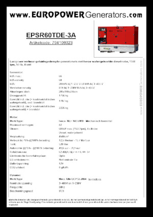Stromerzeuger, Diesel Europower EPSR60TDE-3A (MA)