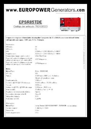 Stromerzeuger, Diesel Europower EPSR85TDE (LS)