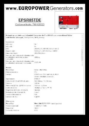 Stromerzeuger, Diesel Europower EPSR85TDE (MA)