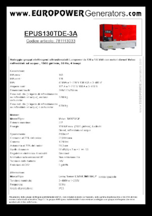 Stromerzeuger, Diesel Europower EPUS130TDE-3A (LS)