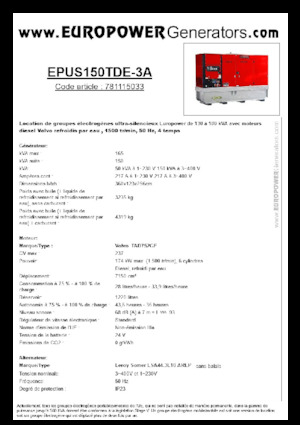 Stromerzeuger, Diesel Europower EPUS150TDE-3A (LS)