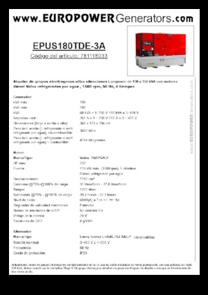 Stromerzeuger, Diesel Europower EPUS180TDE-3A (LS)