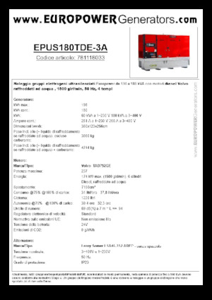Stromerzeuger, Diesel Europower EPUS180TDE-3A (LS)