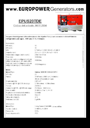 Stromerzeuger, Diesel Europower EPUS20TDE (LS)