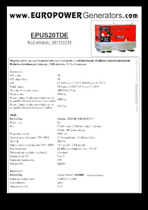 Stromerzeuger, Diesel Europower EPUS20TDE (LS)
