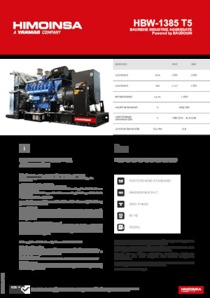 Stromerzeuger, Diesel HIMOINSA HBW-1385 T5