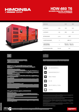 Stromerzeuger, Diesel HIMOINSA HDW-660 T6