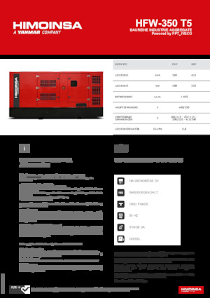 Stromerzeuger, Diesel HIMOINSA HFW-350 T5