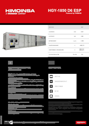 Stromerzeuger, Diesel HIMOINSA HGY-1850 D6 ESP