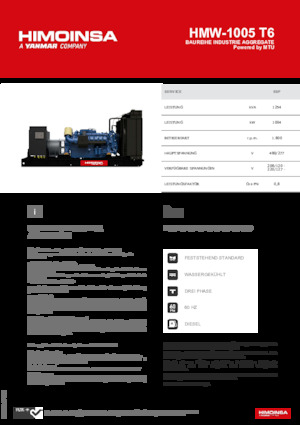 Stromerzeuger, Diesel HIMOINSA HMW-1005 T6