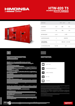 Stromerzeuger, Diesel HIMOINSA HTW-920 T5