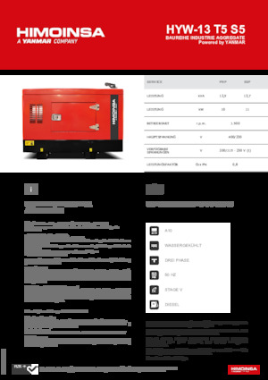 Stromerzeuger, Diesel HIMOINSA HYW-13 T5 S5