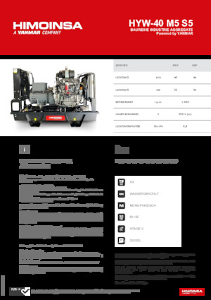 Stromerzeuger, Diesel HIMOINSA HYW-40 M5 S5