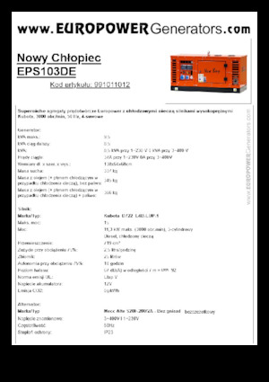 Stromerzeuger, Diesel Europower New Boy EPS103DE (MA)