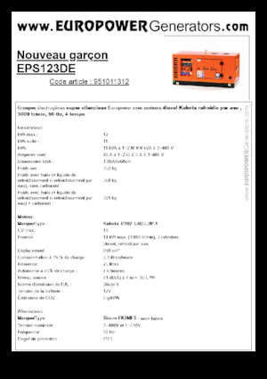 Stromerzeuger, Diesel Europower New Boy EPS123DE (S)