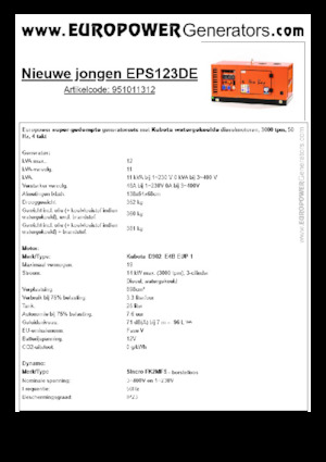 Stromerzeuger, Diesel Europower New Boy EPS123DE (S)