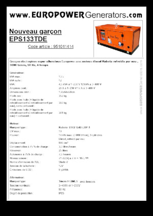 Stromerzeuger, Diesel Europower New Boy EPS133TDE (S)