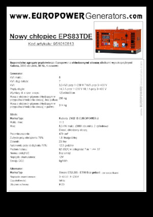Stromerzeuger, Diesel Europower New Boy EPS83TDE (S)
