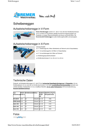 Scheiben- u. Zinkeneggen Bremer Xylon 400