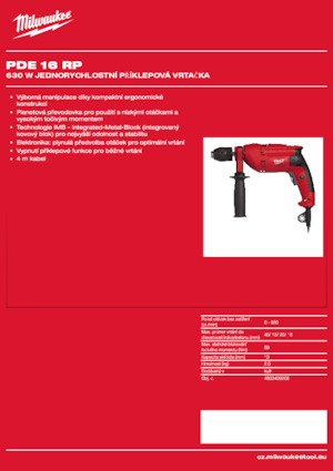 Bohrer und Schraubendreher Milwaukee PDE 16 RP