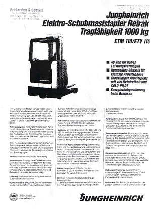 Schubstapler Elektro Jungheinrich ETM/ETV 110