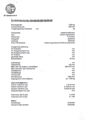 Schubstapler Elektro BT LSR 1200