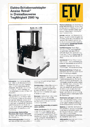 Schubstapler Elektro Jungheinrich Retrak ETM/ETV 25