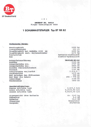 Schubstapler Elektro BT RR-B 2 Reflex