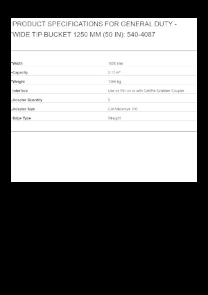 Baggerschaufel Caterpillar 1250 MM