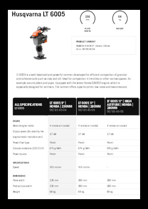 Stampfer, Benzin und Diesel Husqvarna LT 6005