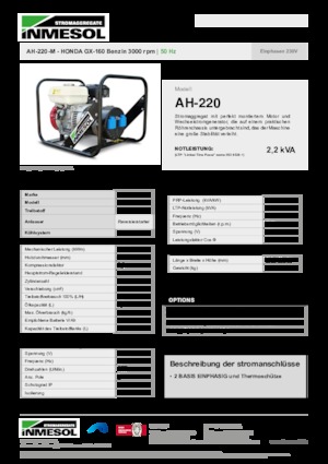 Stromerzeuger, Benzin INMESOL AH-220-M