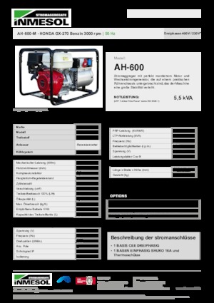 Stromerzeuger, Benzin INMESOL AH-600-M
