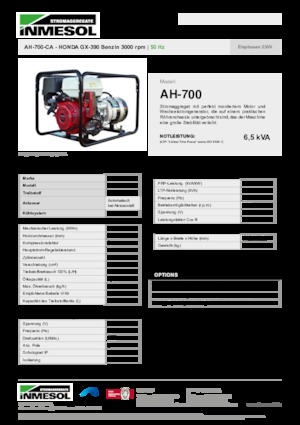 Stromerzeuger, Benzin INMESOL AH-700-CA