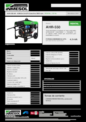 Stromerzeuger, Benzin INMESOL AHR-550-M