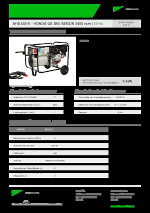 Stromerzeuger, Benzin INMESOL AHS 500-E