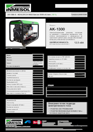 Stromerzeuger, Benzin INMESOL AK-1300-E