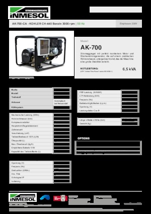 Stromerzeuger, Benzin INMESOL AK-700-CA