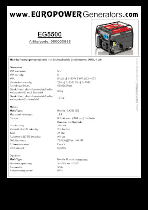 Stromerzeuger, Benzin Europower EG5500