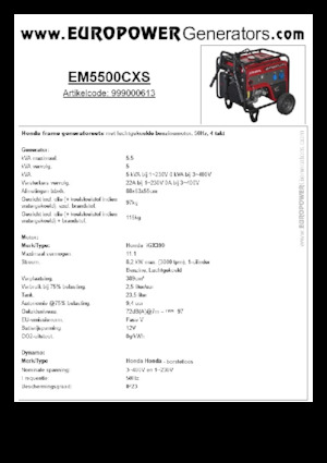 Stromerzeuger, Benzin Europower EM5500CXS