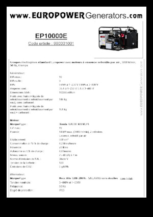 Stromerzeuger, Benzin Europower EP10000E (MA)