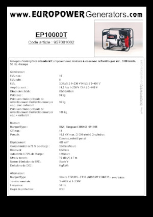 Stromerzeuger, Benzin Europower EP10000T (S)