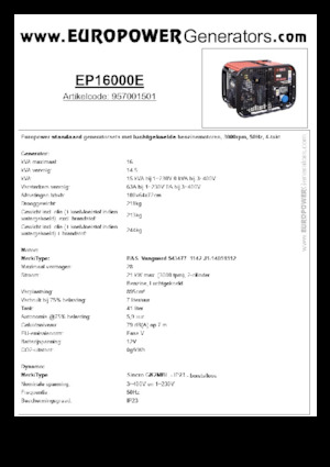 Stromerzeuger, Benzin Europower EP16000E (S)