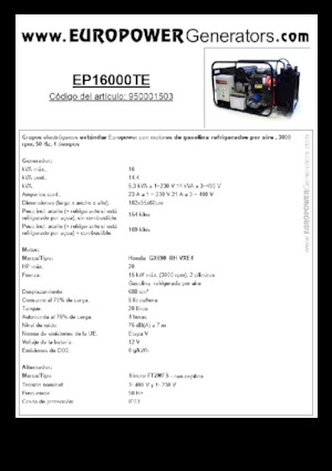 Stromerzeuger, Benzin Europower EP16000TE (S)