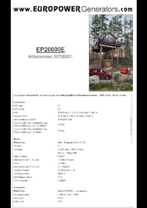 Stromerzeuger, Benzin Europower EP20000E (S)