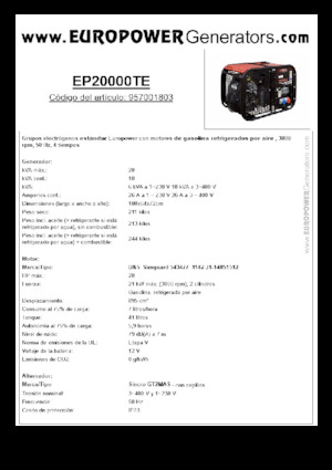 Stromerzeuger, Benzin Europower EP20000TE (S)