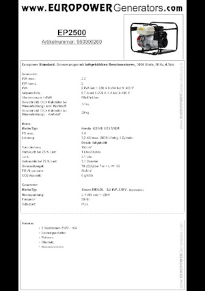Stromerzeuger, Benzin Europower EP2500 (S)